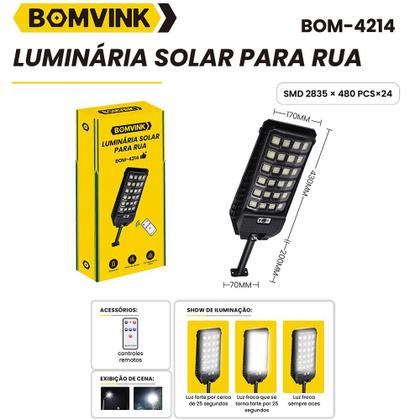 Imagem de Luminária solar led com sensor de movimento 6600mAh - BOM-4214