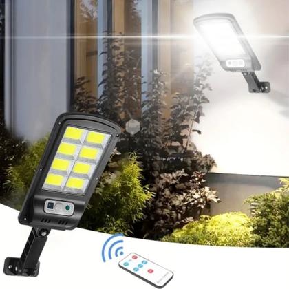 Imagem de Luminária Solar Luz Led Noturna Poste Com Sensor Movimento Forte Suporte Parede