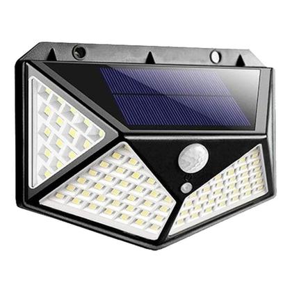 Imagem de Luminária Solar Parede 100 Led Preta Sensor Presença Com bateria 18650 carregar e 3 Funções