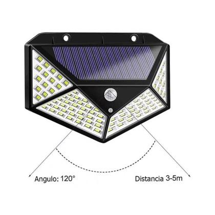 Imagem de Luminária Solar Parede 100 Led Sensor Presença 3 Funções Cor