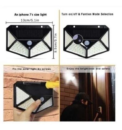 Imagem de Luminária Solar Parede 100 Led Sensor Presença Com 3 Funções