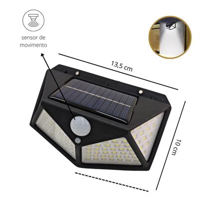 Imagem de Luminária Solar Parede 100 Led Sensor Presença Com 3 Funções