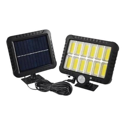 Imagem de Luminária Solar Parede 120 Cob Sensor Presença 3 Funções placa solar prova dagua