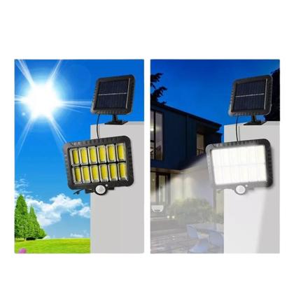 Imagem de Luminária Solar Parede 120 Cob Sensor Presença 3 Funções placa solar prova dagua