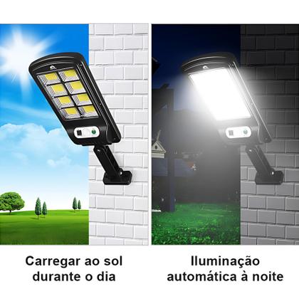 Imagem de Luminária Solar Parede 160 COB Sensor Presença Com 3 Funções
