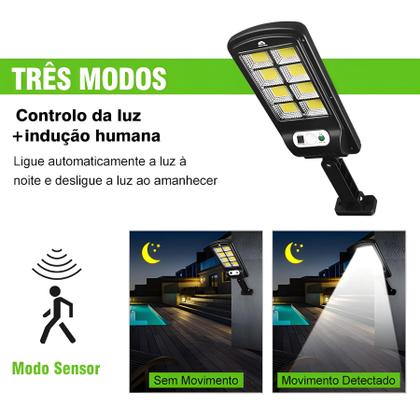 Imagem de Luminária Solar Parede 160 COB Sensor Presença Com 3 Funções