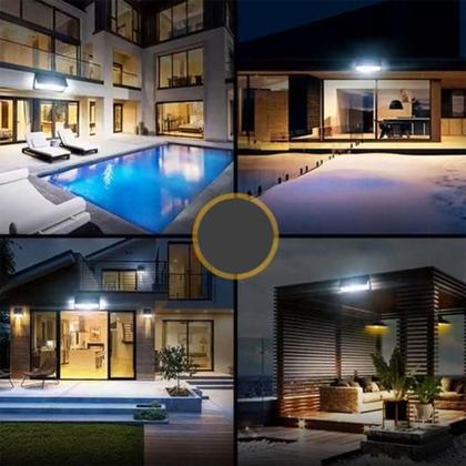 Imagem de Luminária Solar Parede 190 Led Rwb Sensor Presença 4 Funçõeativação do strobo giroflex azul e vermelho