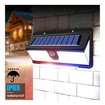 Imagem de Luminária Solar Parede 190 Led Rwb Sensor Presença 4 Funçõeativação do strobo giroflex azul e vermelho