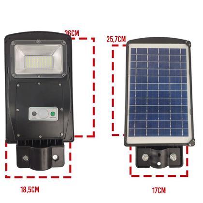 Imagem de Luminaria Solar Poste 3 unds 60w Led Controle Rua e Sensor de Movimento Jardins Areas Externas Iluminaçao