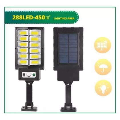 Imagem de Luminária Solar Poste Rua Parede Refletor 288 Led C/ Sensor