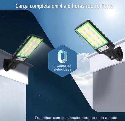 Imagem de Luminária Solar Sem Fio Luz Externa Jardim Lâmpada de Parede Com Sensor e Controle
