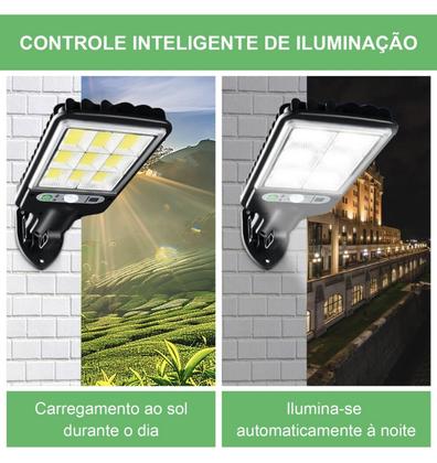 Imagem de Luminária Solar Sem Fio Luz Externa Jardim Lâmpada de Parede Com Sensor e Controle