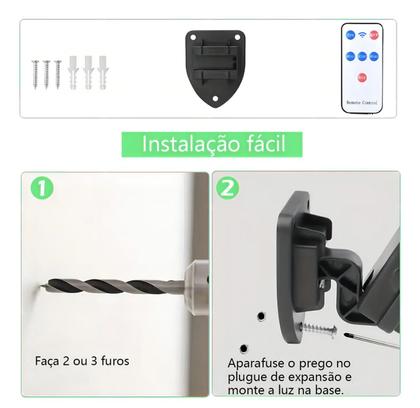 Imagem de Luminária Solar Sem Fio Luz Externa Jardim Lâmpada de Parede Com Sensor e Controle