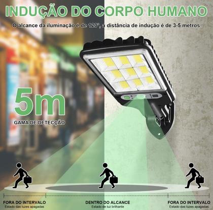 Imagem de Luminária Solar Sem Fio Luz Externa Jardim Lâmpada de Parede Com Sensor e Controle