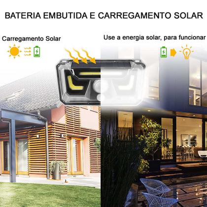 Imagem de Luminaria Solar Sensor Bionico Movimento Spot Externo Lampada Led Branco Frio Parede Iluminaçao Proximidade Casa Jardim Segurança Rua Quintal Bionic L