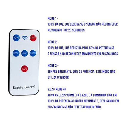 Imagem de Luminaria Solar Sensor De Proximidade Spot Led 4 Modos Spot
