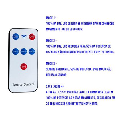 Imagem de Luminaria Solar Sensor de proximidade Spot Led Controle 4 modos Balizador Spot Refletor Alta Potencia Jardins Garagem Estacionamento