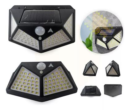 Imagem de Luminaria Solar Sensor Movimento Presença Parede 100 LEDs Lampada Refletor Resistente Agua