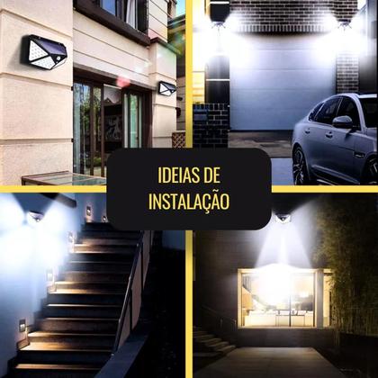 Imagem de Luminaria Solar Sensor Movimento Presença Parede 100 LEDs Lampada Refletor Resistente Agua