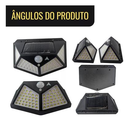 Imagem de Luminaria Solar Sensor Movimento Presença Parede 100 LEDs Lampada Refletor Resistente Agua