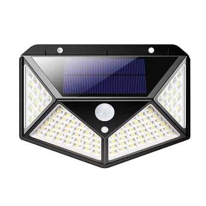 Imagem de Luminaria Solar Sensor Presença Movimento Kit 10 Uni 100 LED 3 Funçoes Branco Quente Parede Lampada Prova d'Agua Resistente Iluminaçao Jardim Quintal