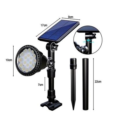 Imagem de Luminaria Solar Spot Arandela LED Espeto Sensor Movimento Presença Angulo Ajustavel Parede Quintal Jardim Garagem Arbusto Iluminaçao Caminho