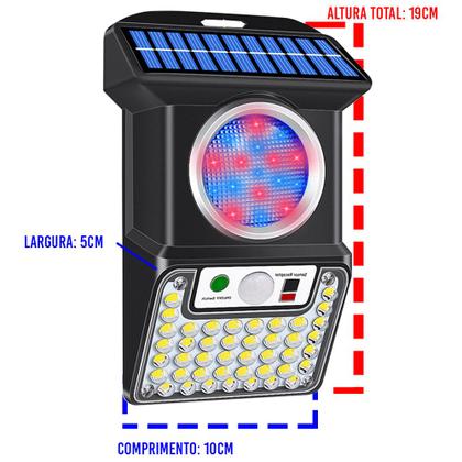 Imagem de Luminaria Solar Spot Controle Sensor de proximidade Alta Potencia 4 modos Balizador Refletor Luz Externas Areas Patios Jardins Garagem Estacionamento