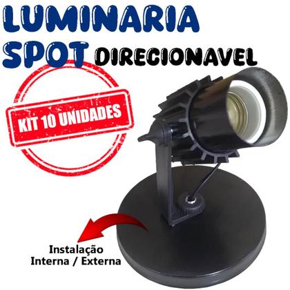 Imagem de luminária Spot Aletado Lampada LED 60W Bivolt Preto kit C/ 10 Unidades