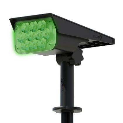 Imagem de Luminária Spot Solar Espeto de Jardim Potente 12h Refletor Luz Verde LED 1 Ano Garantia PopSpot