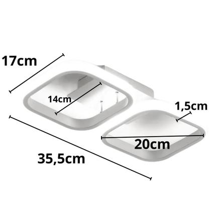 Imagem de Luminária Teto 35,5Cm Quadrado Duplo Led Arandela Parede