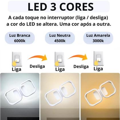 Imagem de Luminária Teto 35,5Cm Quadrado Duplo Led Arandela Parede