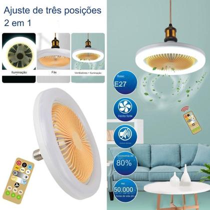 Imagem de Luminária Teto Luz Led Ventilador Lâmpada Silencioso Bivolt