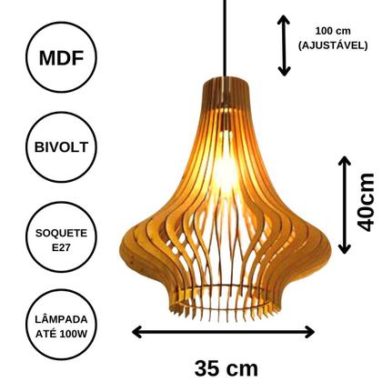 Imagem de Luminária Teto tipo Pendente AQUILA MDF - Completa - Cor: Marrom