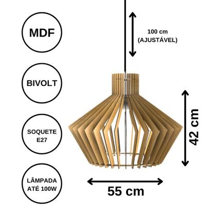 Imagem de Luminária Teto tipo Pendente CRISTAL MDF Completa