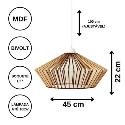 Imagem de Luminária Teto tipo Pendente DEJAVU MDF Completa