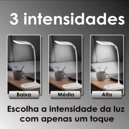 Imagem de Luminaria touch flexivel de mesa para estudos 21 leds sem fio com 3 niveis de luz recarregavel
