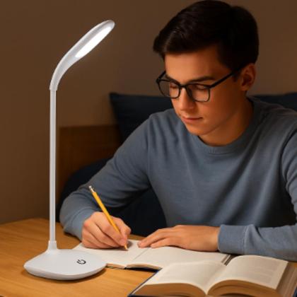 Imagem de Luminaria touch flexivel de mesa para estudos 21 leds sem fio com 3 niveis de luz recarregavel