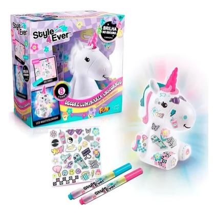 Imagem de Luminária Unicórnio Glow In The Dark Médio C/Decorações F0150-6 - Fun