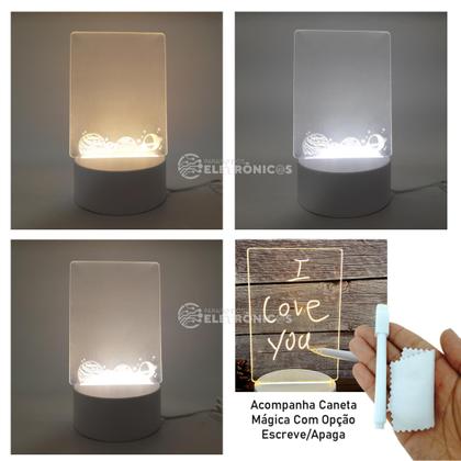 Imagem de Luminária USB 3D Tipo Lousa P/ Recados e Mensagens Com Caneta Mágica KL1512 KL1516 KL1517 KL1518