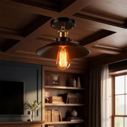 Imagem de Luminária Vintage Industrial, E27, Metal, Preto, LexLight