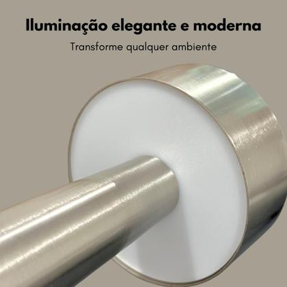 Imagem de Luminy Touch Luminária Abajur Sem Fio Led várias cores Recarregável Dimável USB Premium Metal Escovado Moderno