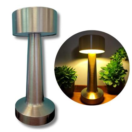 Imagem de Luminy Touch Luminária Abajur Sem Fio Led várias cores Recarregável Dimável USB Premium Metal Escovado Moderno