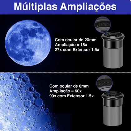 Imagem de Luneta Lunar 360x50 Telescópio Astronômico Lorben Refrator Terrestre F36050 GT6314