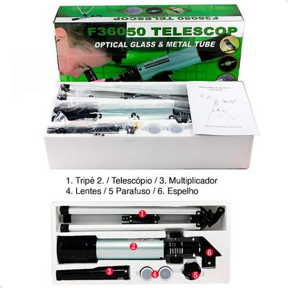 Imagem de Luneta Lunar 360x50 Telescópio Astronômico Lorben Refrator Terrestre F36050 GT6314