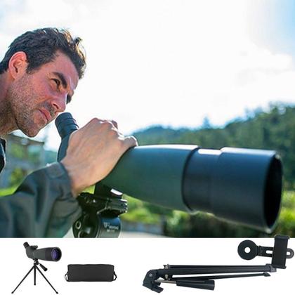 Imagem de Luneta Telescopio Monocular Suporte Celular Zoom Ajustavel Mira Alvo Caçada Camping Aves Passaros Caminhada Natureza Acampamento Tripe Bolsa Portatil 