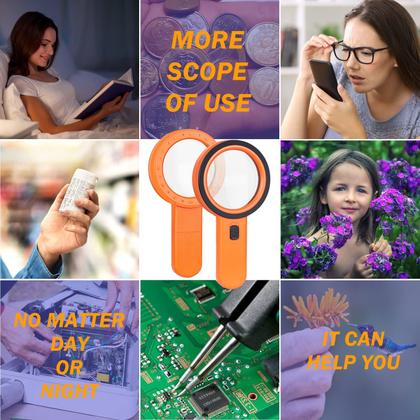 Imagem de Lupa AIXPI 30X com luz 12 LED para leitura de laranja