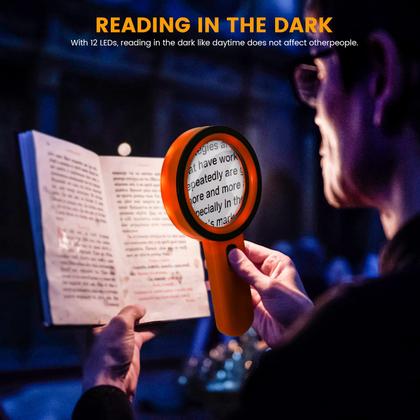 Imagem de Lupa AIXPI 30X com luz 12 LED para leitura de laranja