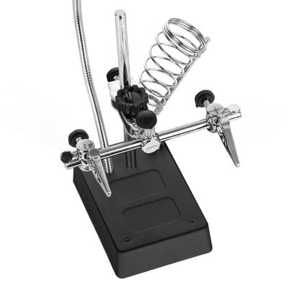 Imagem de Lupa Bancada Eletronica Mesa 5 Leds 3 Lentes Garras De Solda