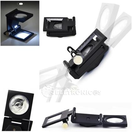 Imagem de Lupa Calibragem Conta Fios Alumínio Com Luz Ampliação 10 x Escala 25mm Alta Qualidade - TH9005A1