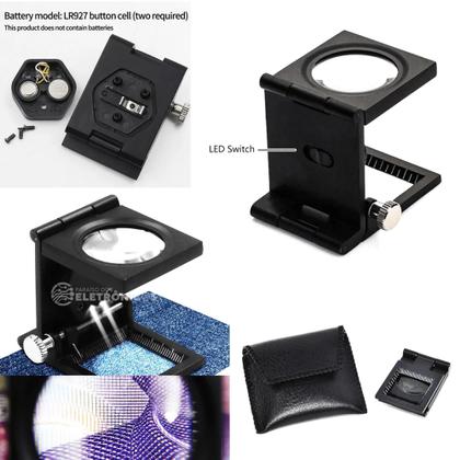 Imagem de Lupa Calibragem Conta Fios Alumínio Luz Ampliação 10 x Escala 25mm Flexível e Otimizada - TH9005A2